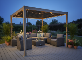 Chomik - Pergola mit LED-Beleuchtung 3x4x2,5 m – dunkelgrau – RIT1439