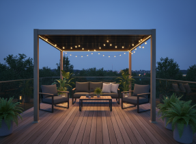 Chomik - Pergola mit LED-Beleuchtung 3x4x2,5 m – dunkelgrau – RIT1439