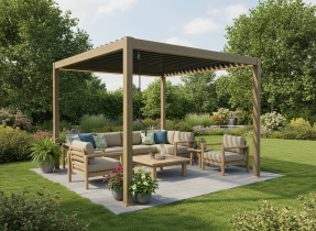 Chomik - Pergola mit LED-Beleuchtung 3x4x2,5 m – dunkelgrau – RIT1439