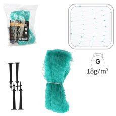 Vogelschutznetz 8 x 14 m (4 g/m²) + 16 Befestigungsstifte – Grün – LAR1862
