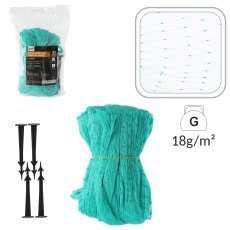 Vogelschutznetz 5 x 10 m (4,4 g/m²) inkl. 10 Befestigungsstiften – Grün – LAR1879