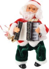Weihnachtsmann mit Akkordeon – spielend, mit LED, 25,5 cm - SAT6512