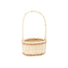 Rattan-Korb mit Henkel 17 cm – Weiß mit Naturfarbe - DRA05_8819