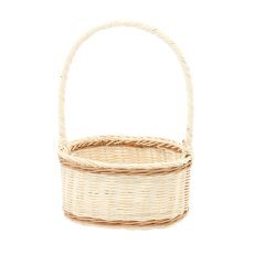 Rattan-Korb mit Henkel 22 cm – Weiß mit Naturfarbe - DRA05_8826