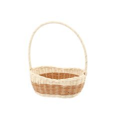 Rattan-Korb mit Henkel 26 cm – Weiß mit Naturfarbe - DRA08_8871