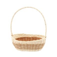 Rattan-Korb mit Henkel 30 cm – Weiß mit Naturton - DRA08_8888