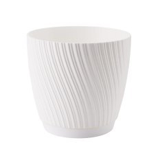 Blumentopf mit Untersetzer Mika 23 cm – Weiß – FOM4490