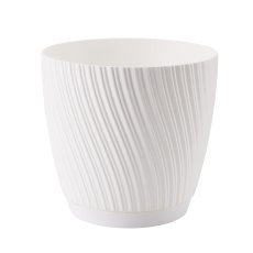 Blumentopf mit Untersetzer Mika 27 cm – Weiß – FOM4544