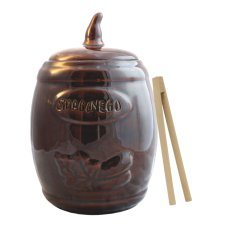 Chomik - Keramisches Gurkenfass mit Zange 3,5 L – braun – RUI3200