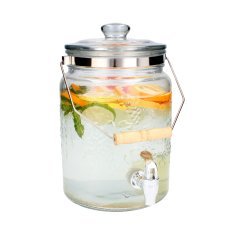 Glas mit dekorativem Muster, Glasdeckel und Zapfhahn 5 L – IDE1731