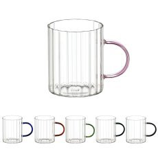 Set aus 6 Gläsern Stripped mit Henkel, 400 ml - IBO4591
