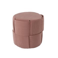 Runder, geflochtener Pouf – Rosa – PHO6069