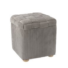 Geflochtener rechteckiger Hocker – hellgrau – PHO5925