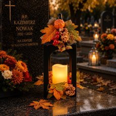 Herbstliche Metalllaterne mit LED-Kerze - LED9121