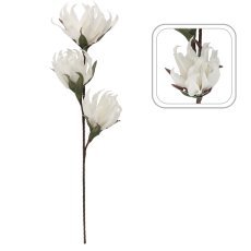 Dekorative Magnolie 96 cm – 3 weiße Blüten - TER3174