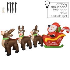 Aufblasbarer Weihnachtsmann im Rentierschlitten, LED, 300 cm *6166