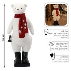 Weihnachtsdekoration – Eisbär 150 cm, LED, Melodie, Bewegung *7712