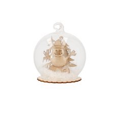 Weihnachtsanhänger aus Glas – Schneemann aus Holz im Glas – MAL1291