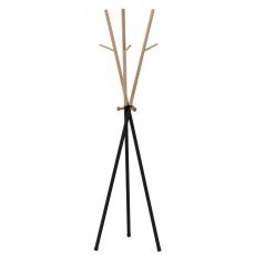 Standgarderobe HOKSY 170 cm, Schwarz + helles Holz