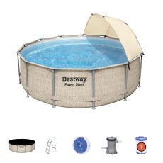 Frame-Pool 3,96 × 1,07 m (Pool, Filterpumpe, Leiter, Abdeckung, Überdachung, Dosierschwimmer) *4590