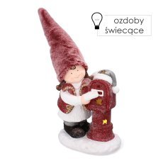 Weihnachtsfigur – Mädchen mit rosa Mütze neben einem Briefkasten, 45,5 cm, LED *8636