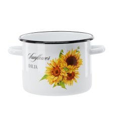 Weißer Emaille-Kochtopf Sunflower, 3 l - EMA4413