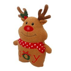 Weihnachtliches Plüsch-Zierkissen – Rentier mit Schal - PIL6555