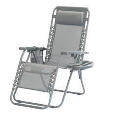 Chomik - Klappbare Gartenliege mit Untergestell – Dunkelgrau – LEZ8466