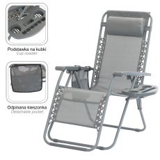 Chomik - Klappbare Gartenliege mit Untergestell – Dunkelgrau – LEZ8466
