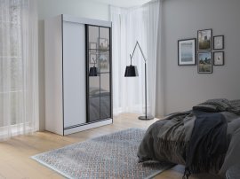 Schrank mit Schiebetüren Oslo II - Weiß/Schwarz - 120 cm