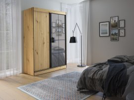 Schrank mit Schiebetüren Oslo II - Artisan Eiche/Schwarz - 150 cm