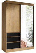 Schrank mit Schiebetüren Haiti - 140 cm - Eiche Lefkas/Schwarz