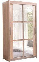Schrank mit Schiebetüren und Spiegel Karo - 100 cm - Sonoma