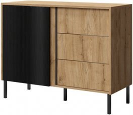 Kommode Mia reg5 - Eiche/Schwarz