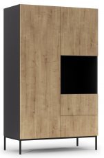 Kleiderschrank Lanzzi klein - Schwarz matt/Eiche Artisan