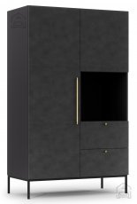 Kleiderschrank Lanzzi klein - Schwarz matt/Schwarz matt