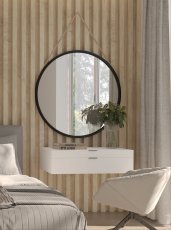 Spiegel Grace an Seil 80 cm - schwarz