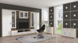 Wohnzimmer Wien - weiß/Eiche Artisan