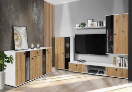 Wohnzimmer Salsa - Eiche Artisan/Weiß