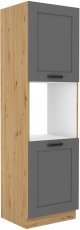 Hoher Einbauschrank für Backofen Luna - dustgrey/Artisan Eiche - 60 cm DP-210 2F