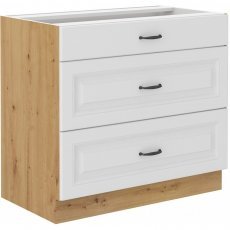 Unteres Element mit Schubladen Stilo - weiß/Artisan Eiche - 80 cm D 3S BB