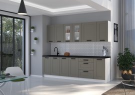 Küche Luna 260 cm - claygrey/weiß - 3er Set