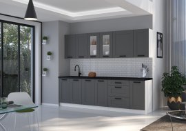 Küche Luna 260 cm - staubgrau/weiß - 3er-Set