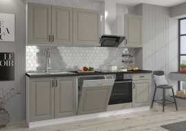 Küche Stilo 250 cm - сlaygrey/weiß - 2 Set