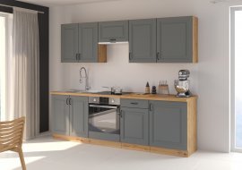 Küche Stilo 250 cm - dustgrey/Artisan Eiche - 3 Set