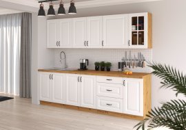 Küche Stilo 260 cm - Weiß/Artisan Eiche - 8-teilig