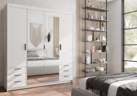 Kleiderschrank Elena 4D6S mit Spiegel - weiß