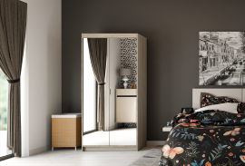 Schrank Elena 2D mit Spiegel - Eiche Sonoma