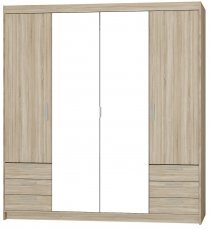 Schrank Elena 4D6S mit Spiegel - Eiche Sonoma