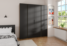 Schrank Kaja 4F 3S - Eiche/Schwarz